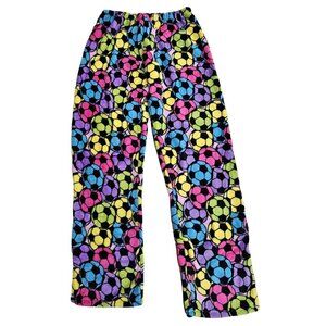 Girl Pajama Pants Sleepwear PJ Fleece Sleep Fuzzy Soccer Balls, Junior Small NWT